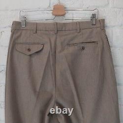 VINTAGE Polo Ralph Lauren Pants Men 34x34 Beige Tweed Cotton Herringbone Pleated