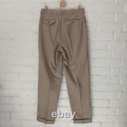 VINTAGE Polo Ralph Lauren Pants Men 34x34 Beige Tweed Cotton Herringbone Pleated