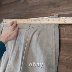 VINTAGE Polo Ralph Lauren Pants Men 34x34 Beige Tweed Cotton Herringbone Pleated