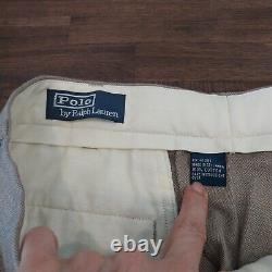 VINTAGE Polo Ralph Lauren Pants Men 34x34 Beige Tweed Cotton Herringbone Pleated