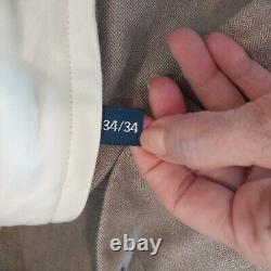 VINTAGE Polo Ralph Lauren Pants Men 34x34 Beige Tweed Cotton Herringbone Pleated