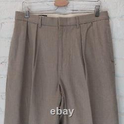 VINTAGE Polo Ralph Lauren Pants Men 34x34 Beige Tweed Cotton Herringbone Pleated