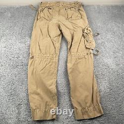 VINTAGE Polo Ralph Lauren Pants Mens 33x32 Brown Paratrooper Flight Cargo Combat