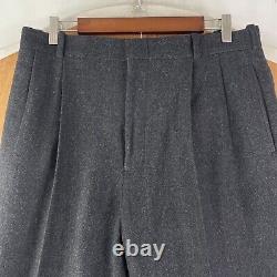 VINTAGE Polo Ralph Lauren Pants Mens 34x34 Gray Tweed Wool Herringbone Pleated
