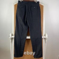 VINTAGE Polo Ralph Lauren Pants Mens 34x34 Gray Tweed Wool Herringbone Pleated