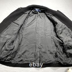 VINTAGE Polo Ralph Lauren Pea Coat Mens XXL 2XL Black Double Breasted Heavy Wool