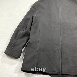 VINTAGE Polo Ralph Lauren Pea Coat Mens XXL 2XL Black Double Breasted Heavy Wool