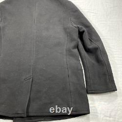 VINTAGE Polo Ralph Lauren Pea Coat Mens XXL 2XL Black Double Breasted Heavy Wool