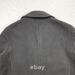 VINTAGE Polo Ralph Lauren Pea Coat Mens XXL 2XL Black Double Breasted Heavy Wool