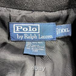 VINTAGE Polo Ralph Lauren Pea Coat Mens XXL 2XL Black Double Breasted Heavy Wool