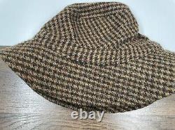 VINTAGE Polo Ralph Lauren RLFC Rugby Houndstooth Bucket Hat Wool S/M Size