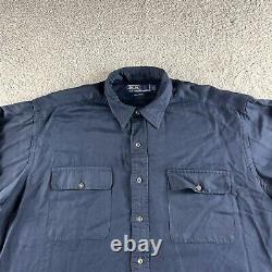 VINTAGE Polo Ralph Lauren Shirt Mens Large Blue Button Up Rayon Casual Singapore