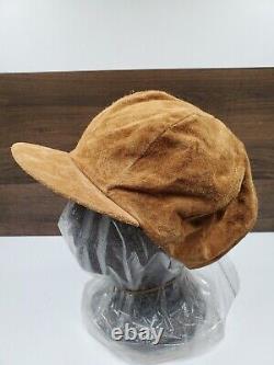 VINTAGE Polo Ralph Lauren Suede Leather RL Hat Newsboy One Size Ball Cap