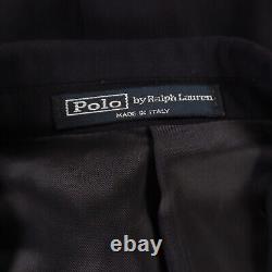 VINTAGE Polo Ralph Lauren Suit L Blue Worsted Wool Twill Made in Italy 44L 34x32