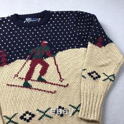 VINTAGE Polo Ralph Lauren Sweater Mens Large Blue Suicide Ski Wool Crewneck Knit