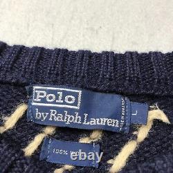 VINTAGE Polo Ralph Lauren Sweater Mens Large Blue Suicide Ski Wool Crewneck Knit