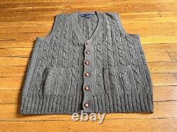 VINTAGE Polo Ralph Lauren Sweater Vest Men's Medium Green Cableknit 90s