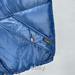 VINTAGE Polo Ralph Lauren Vest Mens 2XL XXL Blue Hooded Goose Down Puffer 90s
