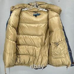 VINTAGE Polo Ralph Lauren Vest Mens 2XL XXL Blue Hooded Goose Down Puffer 90s