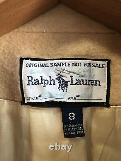 VINTAGE Ralph Lauren Camel Hair Polo Coat Double Breasted Top Coat Womens 8