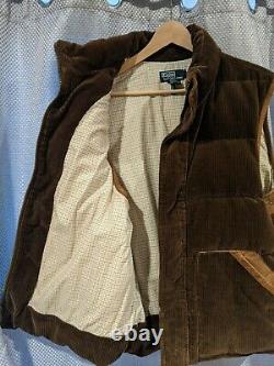 VINTAGE Ralph Lauren Polo Down Feather Corduroy Hunting Vest Excellent Cond LG