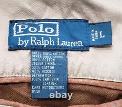 VINTAGE Ralph Lauren Polo Jacket Large Flannel Lined Field Safari Cargo Leather
