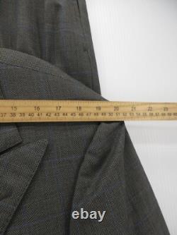 VINTAGE Ralph Lauren Polo Suit Men 43 Long Gray Wool Double Breasted USA Check