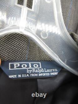 VINTAGE Ralph Lauren Polo Suit Men 43 Long Gray Wool Double Breasted USA Check