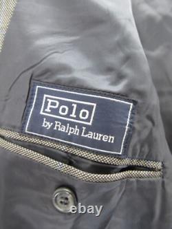 VINTAGE Ralph Lauren Polo Suit Men 43 Long Gray Wool Double Breasted USA Check