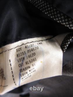 VINTAGE Ralph Lauren Polo Suit Men 43 Long Gray Wool Double Breasted USA Check