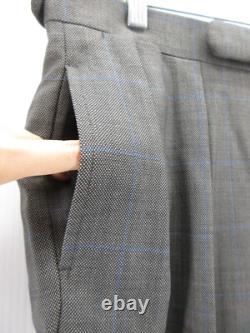 VINTAGE Ralph Lauren Polo Suit Men 43 Long Gray Wool Double Breasted USA Check