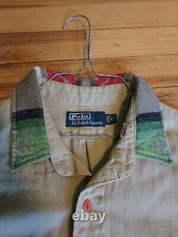 VINTAGE Rare Polo Ralph Lauren Tribal Custom Safari Woven Mens Oxford Large