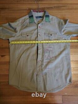 VINTAGE Rare Polo Ralph Lauren Tribal Custom Safari Woven Mens Oxford Large