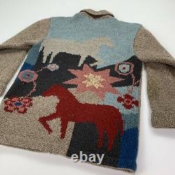 VNTG Ralph Lauren Polo Country (M) RL 90 Folk Americana Wool Hand Knit Cardigan