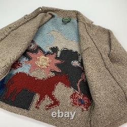 VNTG Ralph Lauren Polo Country (M) RL 90 Folk Americana Wool Hand Knit Cardigan