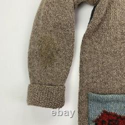 VNTG Ralph Lauren Polo Country (M) RL 90 Folk Americana Wool Hand Knit Cardigan