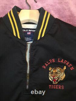 VNTG Ralph Lauren Polo Sport RL Tigers Varsity 1/4 Zip Pullover Sz XL Blue Label