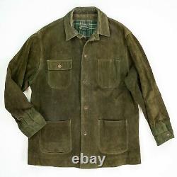 VNTG Ralph Lauren polo Country (M) Forest Green Suede Twill Lined Chore Coat