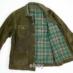 VNTG Ralph Lauren polo Country (M) Forest Green Suede Twill Lined Chore Coat