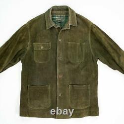 VNTG Ralph Lauren polo Country (M) Forest Green Suede Twill Lined Chore Coat