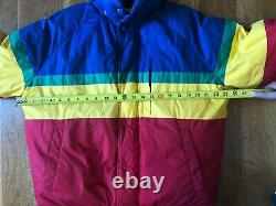 VTG 80s 90s Ralph Lauren Polo Colorblock Unicrest Down Puffer Coat Jacket Med