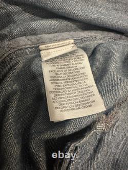 VTG POLO RALPH LAUREN Blue Denim Jean Jacket MENS Large Coat Harrington Red