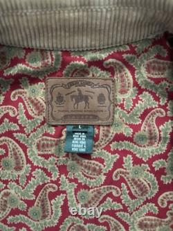 VTG POLO RALPH LAUREN Large Denim Hunting Lined Chore Coat Corduroy Collar