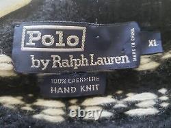 VTG POLO RALPH LAUREN Mens Sweater Sz XL Vintage Cashmere Black Fair Isle Nordic