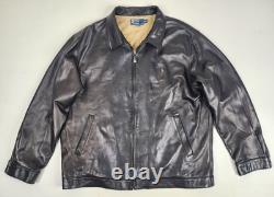 VTG Polo Ralph Lauren 2XL Chocolate Brown Butter Soft Chinstrap Leather Jacket