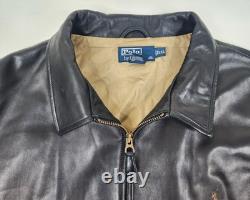 VTG Polo Ralph Lauren 2XL Chocolate Brown Butter Soft Chinstrap Leather Jacket