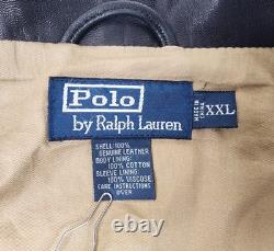 VTG Polo Ralph Lauren 2XL Chocolate Brown Butter Soft Chinstrap Leather Jacket
