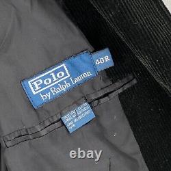 VTG Polo Ralph Lauren Black Corduroy Jacket Sport Coat Mens 40R Blazer 3 Button