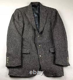 VTG Polo Ralph Lauren Blazer Mens 40 Gray Wool Herringbone Button Up Jacket