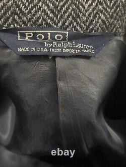 VTG Polo Ralph Lauren Blazer Mens 40 Gray Wool Herringbone Button Up Jacket